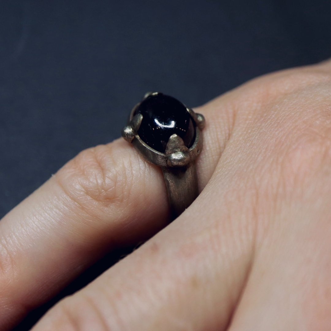 Roman Garnet Ring White Bronze