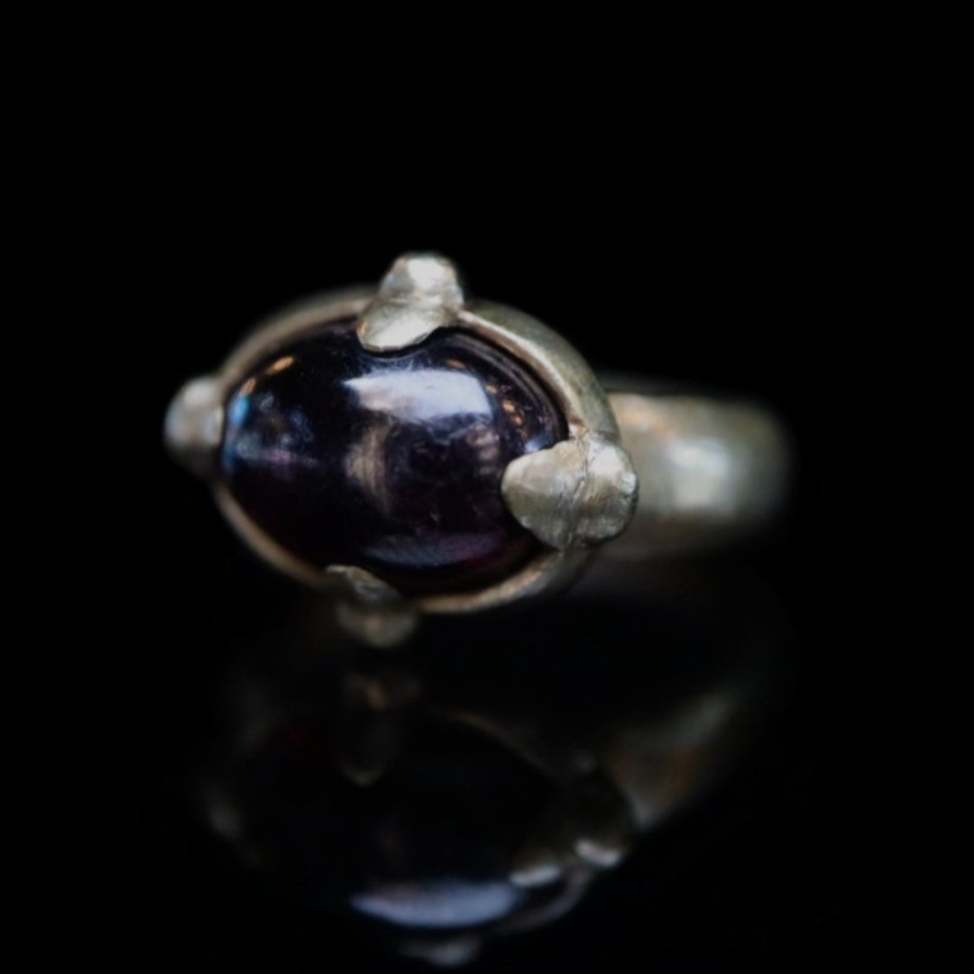 Roman Garnet Ring White Bronze